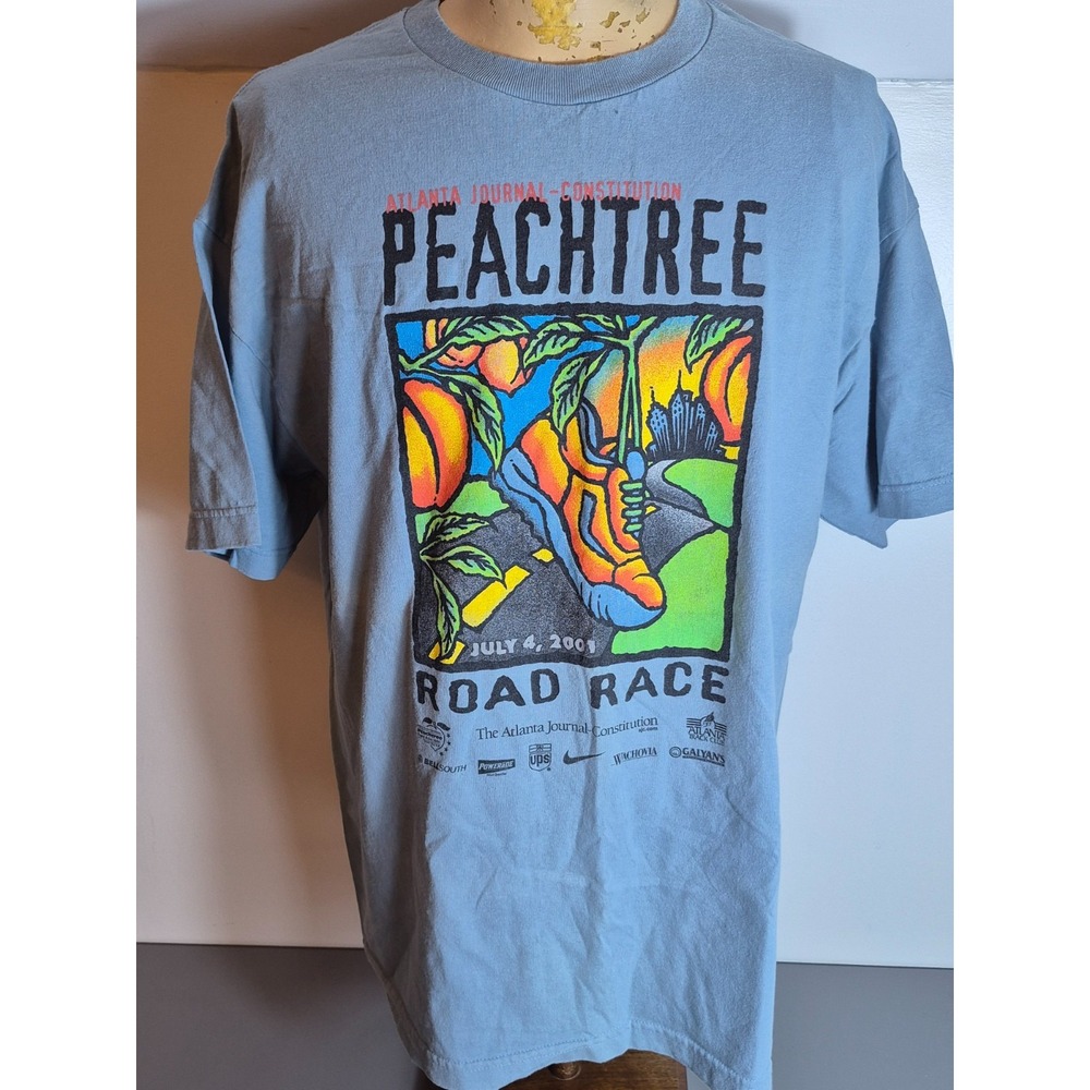 Vintage Y2K Peachtree Road Race 2001 Atlanta Georgia T-Shirt Blue Mens XL